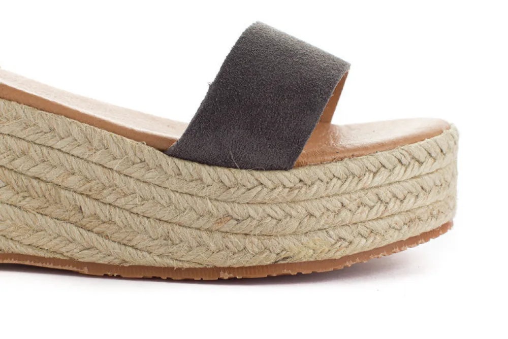 Abarca Shoes Alpargatas Con Cuñas^Alpargatas Cuna Piel Mallorca Gris
