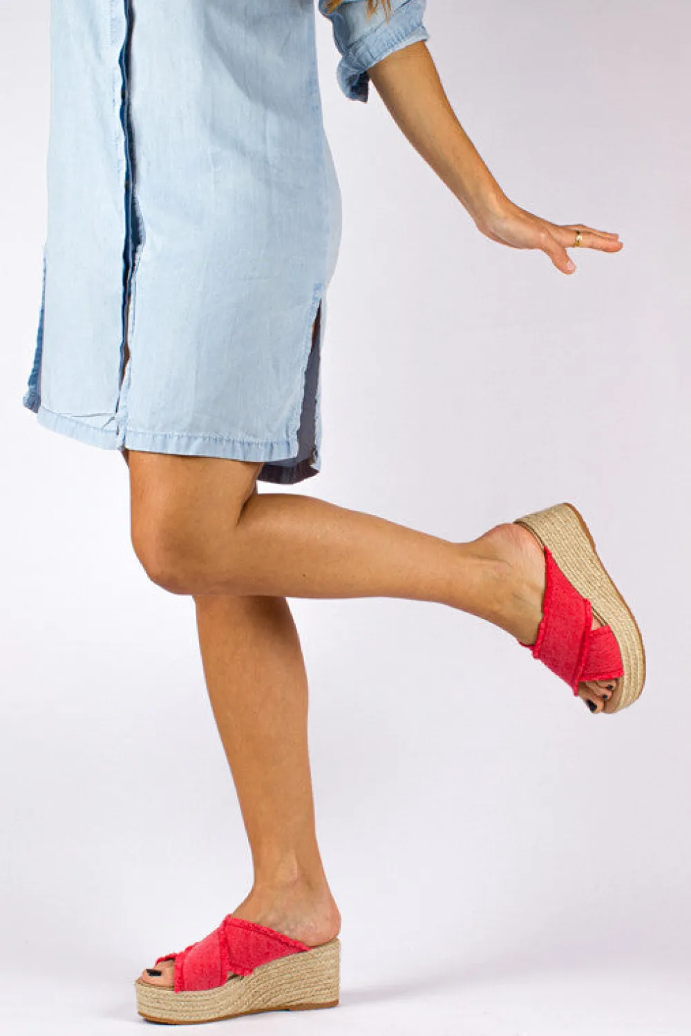 Abarca Shoes Alpargatas Con Cuñas^Alpargatas Cuna Rodas Bermellon