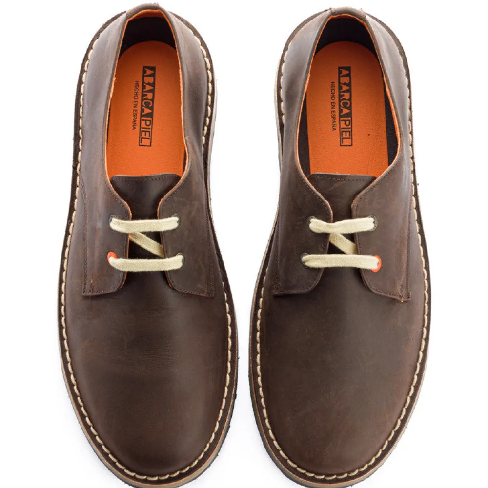 Abarca Shoes Zapatos Blucher^Blucher Piel Encerada Cafe