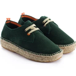 Abarca Shoes Alpargatas Con Cordones^Blucher Piel Esmeralda