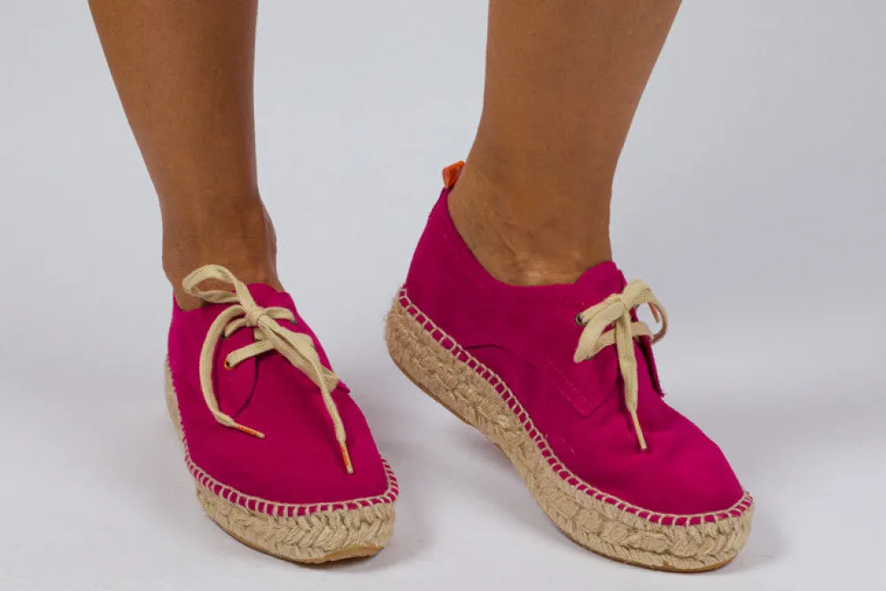 Abarca Shoes Alpargatas Con Cordones^Blucher Piel Fucsia