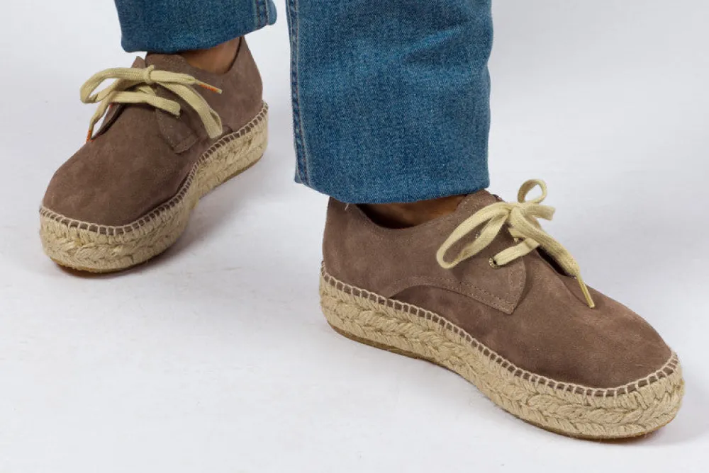Abarca Shoes Alpargatas Con Cordones^Blucher Piel Topo