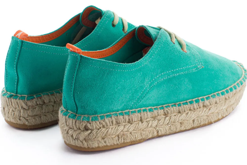 Abarca Shoes Alpargatas Con Cordones^Blucher Piel Turquesa