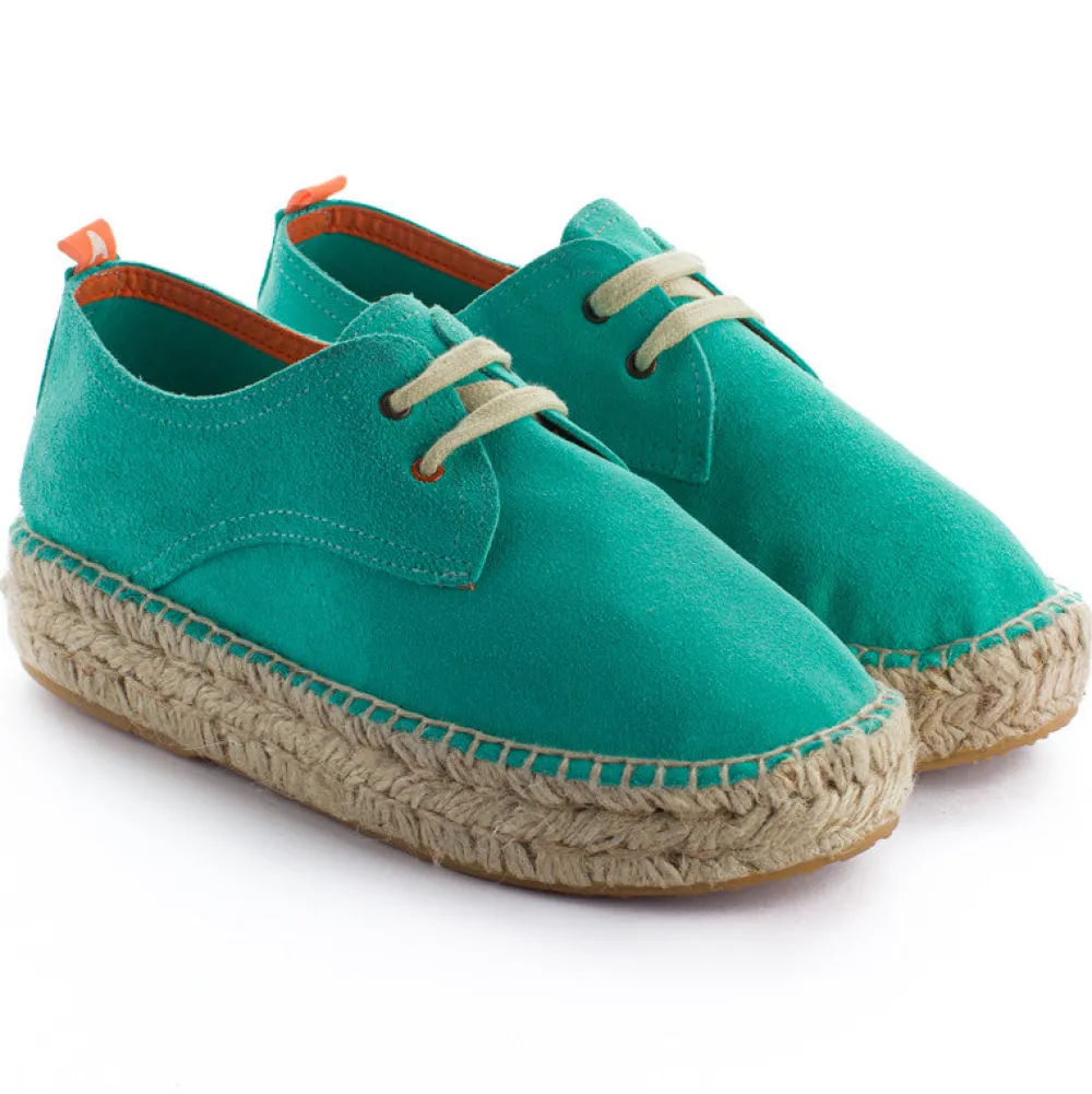 Abarca Shoes Alpargatas Con Cordones^Blucher Piel Turquesa