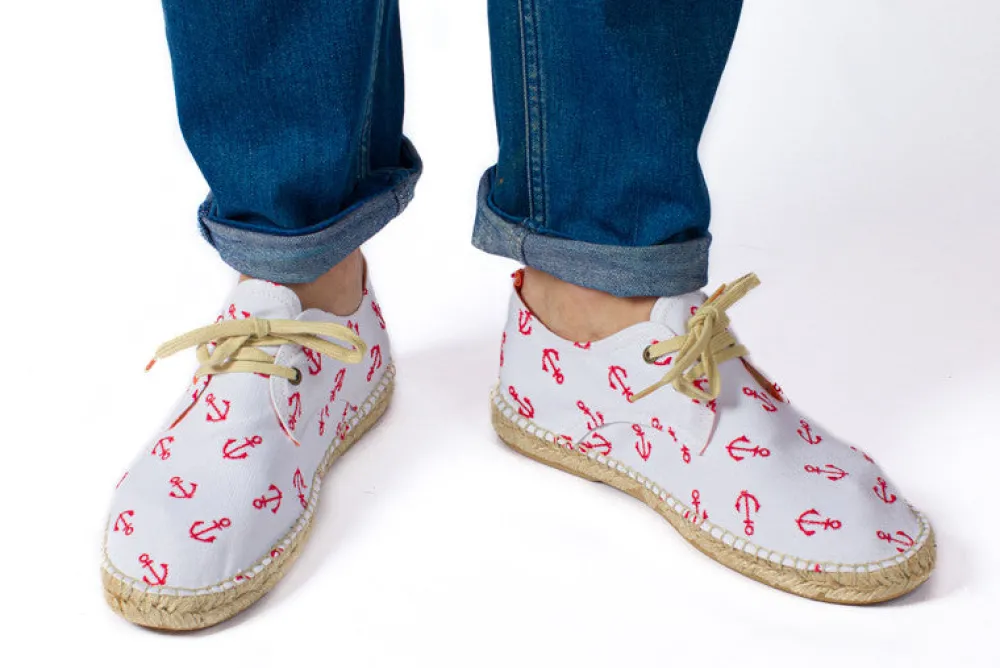 Abarca Shoes Alpargatas Con Cordones^Blucher Terra Anclas Blanco
