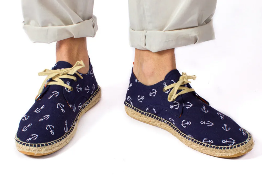 Abarca Shoes Alpargatas Con Cordones^Blucher Terra Anclas Marino