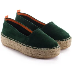 Abarca Shoes Alpargatas De Verano^Camping Piel Esmeralda