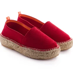 Abarca Shoes Alpargatas De Verano^Camping Piel Rojo Para Mujer