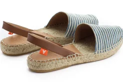 Abarca Shoes Alpargatas De Verano^Menorquinas Piel Con Rayas Azules