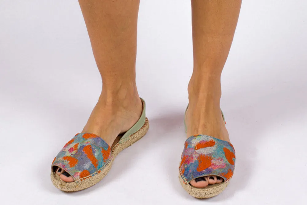 Abarca Shoes Alpargatas De Verano^Menorquinas Piel Fantasia Naranja