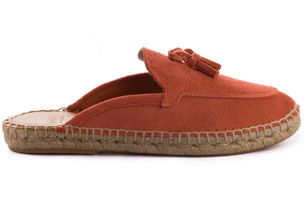Abarca Shoes Alpargata Mocasín^Mocasín Abierto Borlas Piel Coral