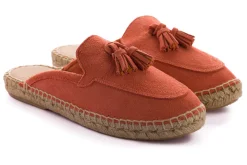 Abarca Shoes Alpargata Mocasín^Mocasín Abierto Borlas Piel Coral