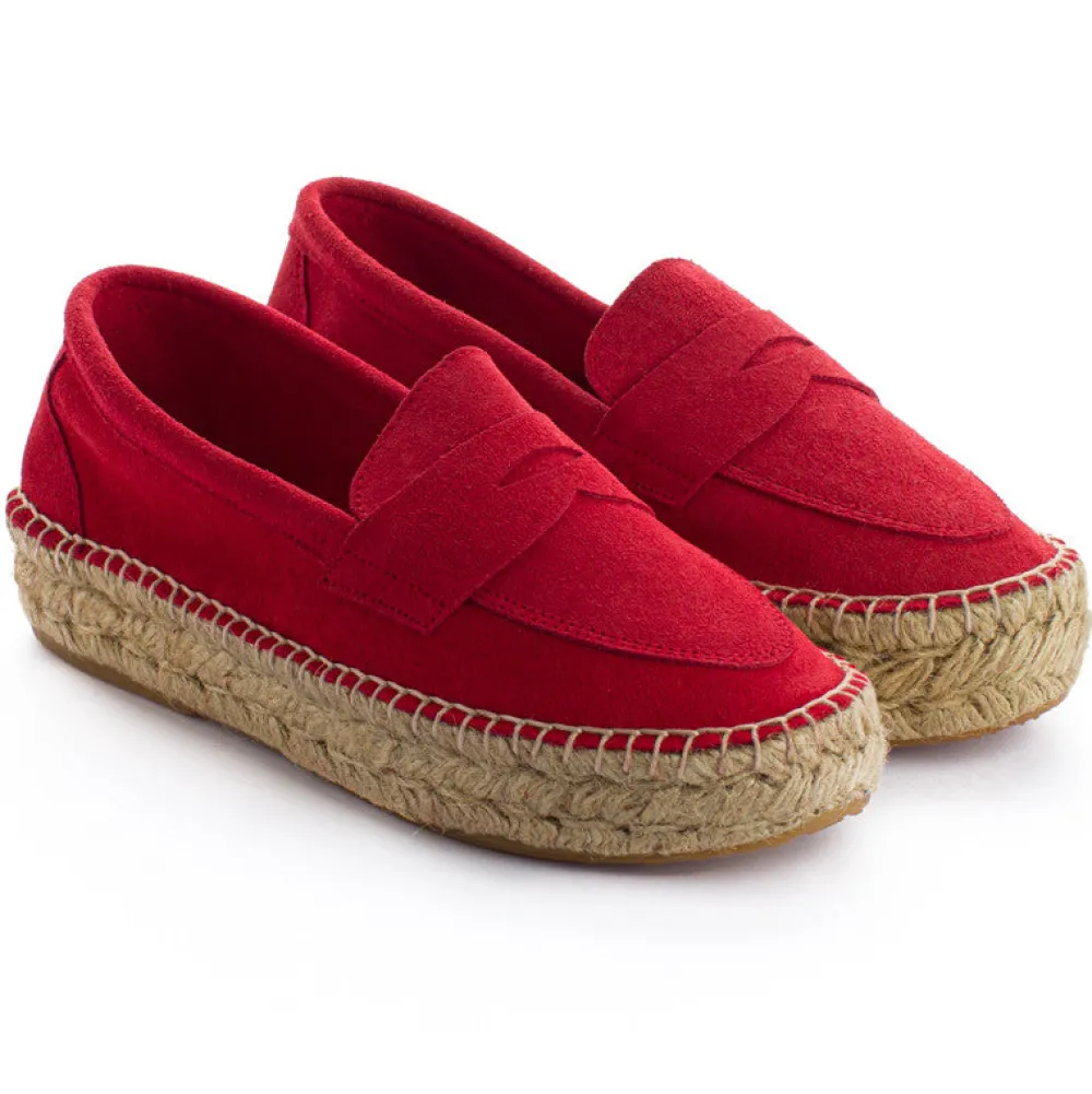 Abarca Shoes Alpargata Mocasín^Mocasín Piel Rojo 556
