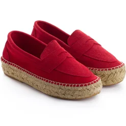 Abarca Shoes Alpargatas De Verano^Mocasín Piel Rojo 556