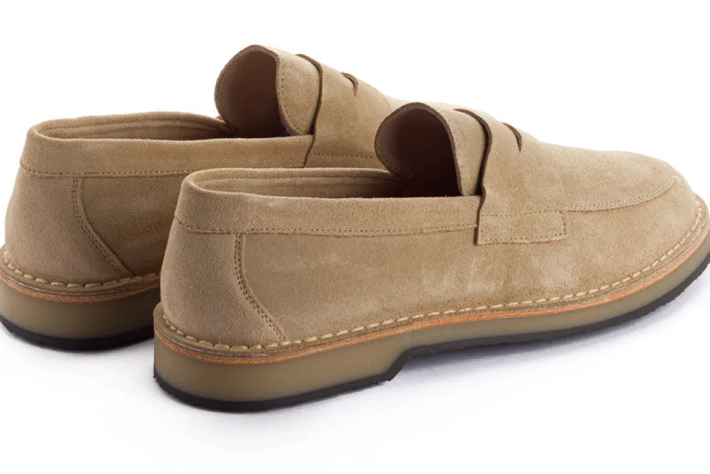 Abarca Shoes Mocasínes^Mocasín Piel Serraje Beige