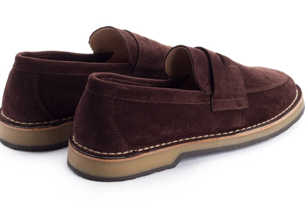 Abarca Shoes Mocasínes^Mocasín Piel Serraje Chocolate