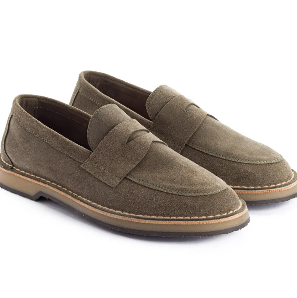 Abarca Shoes Mocasínes^Mocasín Piel Serraje Gris Verde