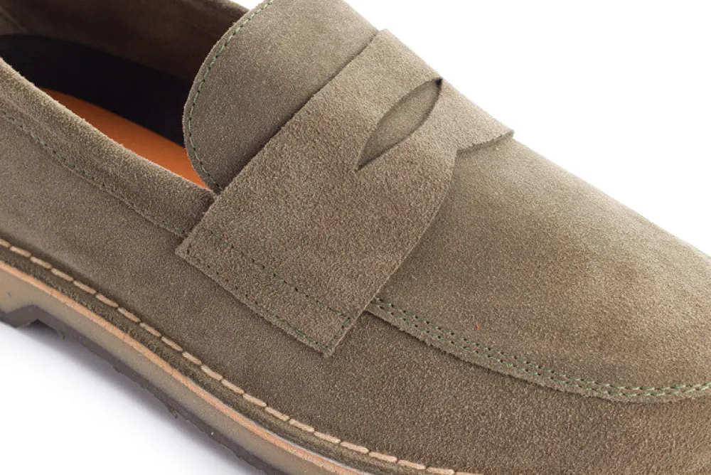 Abarca Shoes Mocasínes^Mocasín Piel Serraje Gris Verde
