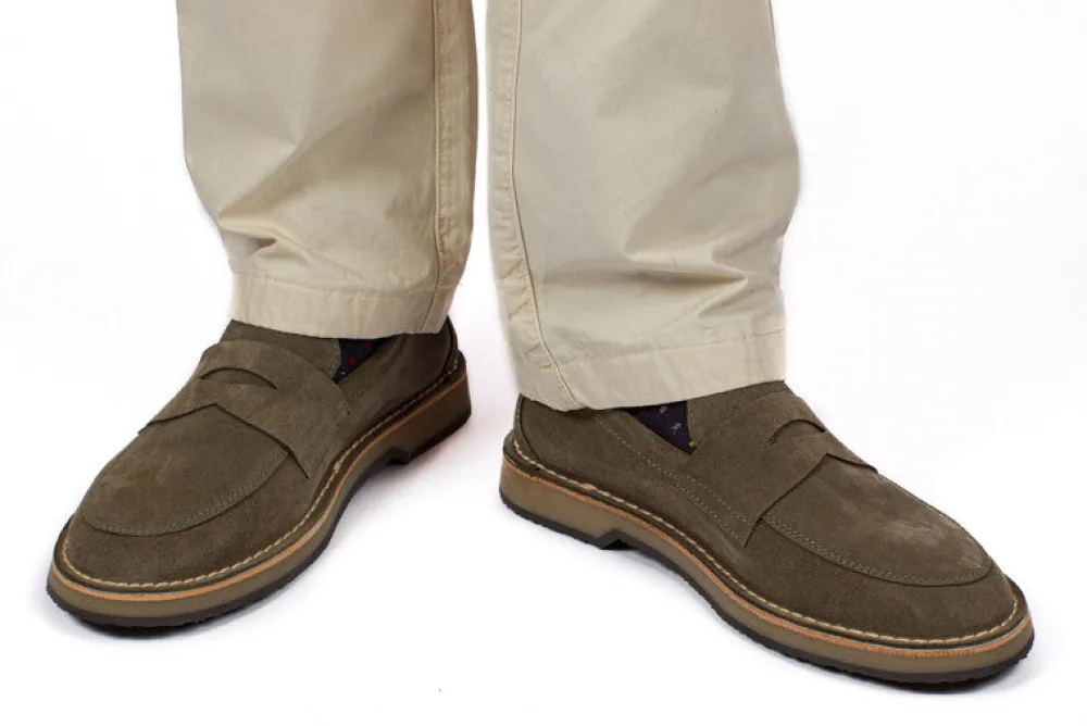 Abarca Shoes Mocasínes^Mocasín Piel Serraje Gris Verde