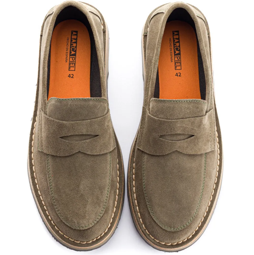 Abarca Shoes Zapatos De Piel^Mocasín Piel Serraje Gris Verde