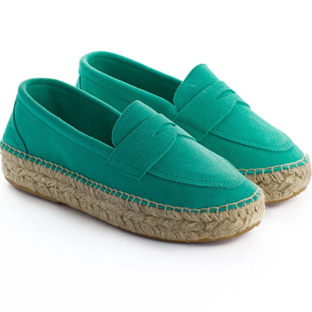 Abarca Shoes Alpargata Mocasín^Mocasín Piel Turquesa