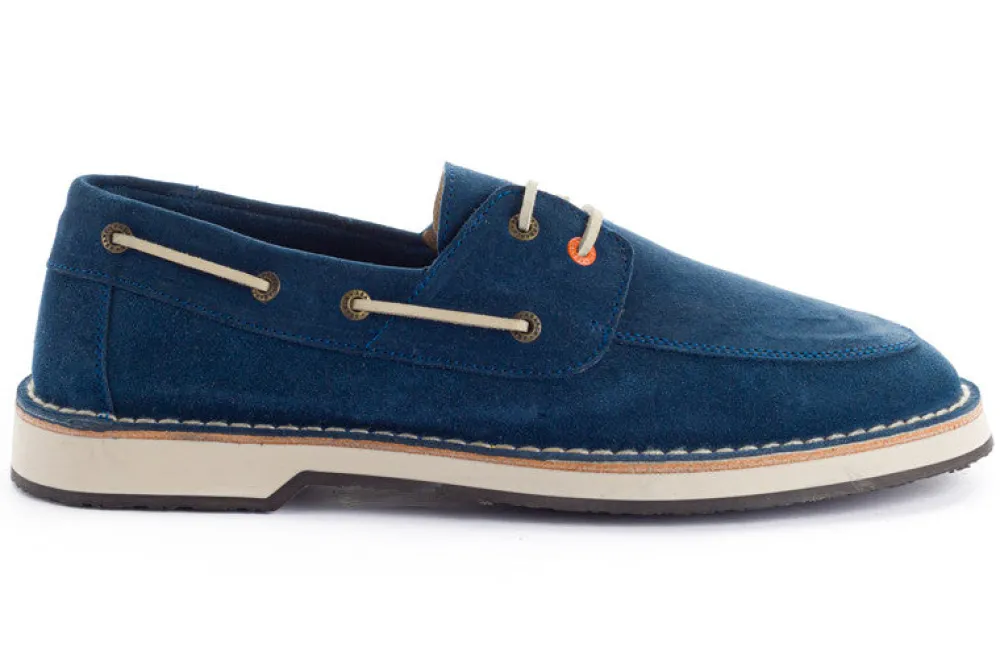 Abarca Shoes Zapatos De Piel^Nautico Piel Serraje Azul