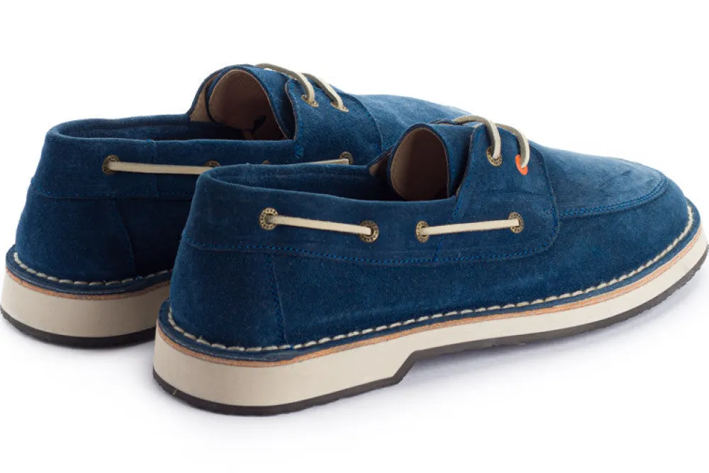 Abarca Shoes Zapatos De Piel^Nautico Piel Serraje Azul