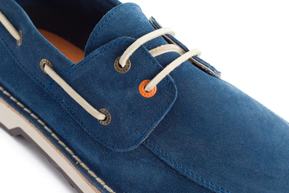Abarca Shoes Zapatos De Piel^Nautico Piel Serraje Azul