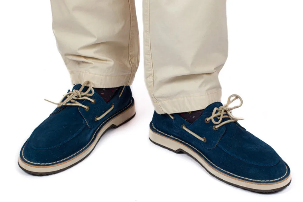Abarca Shoes Zapatos De Piel^Nautico Piel Serraje Azul