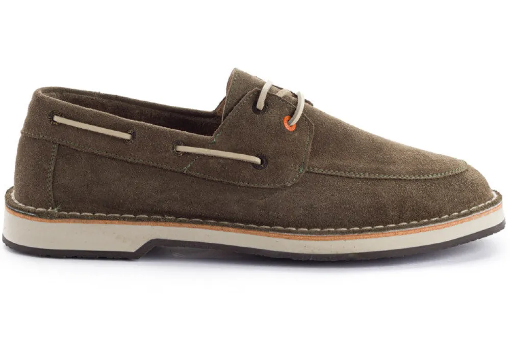 Abarca Shoes Zapatos De Piel^Nautico Piel Serraje Gris Verde