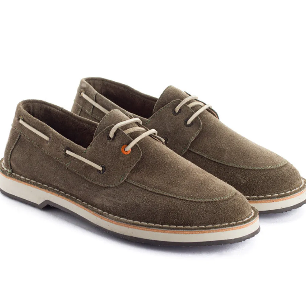 Abarca Shoes Zapatos De Piel^Nautico Piel Serraje Gris Verde