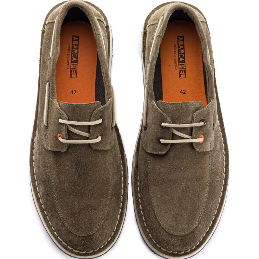 Abarca Shoes Zapatos De Piel^Nautico Piel Serraje Gris Verde