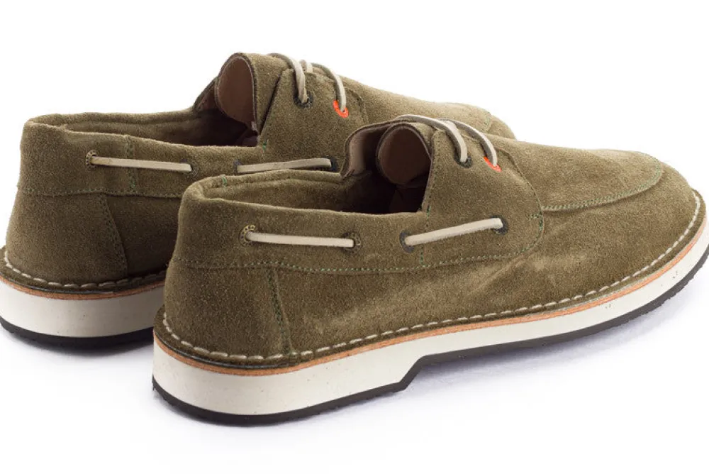 Abarca Shoes Zapatos De Piel^Nautico Piel Serraje Verde