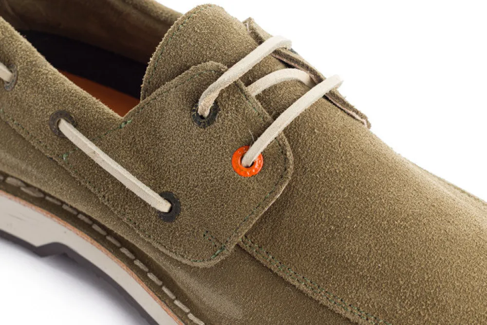 Abarca Shoes Zapatos De Piel^Nautico Piel Serraje Verde