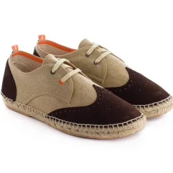 Abarca Shoes Alpargatas Oxford^Oxford Piel Beige + Chocolate