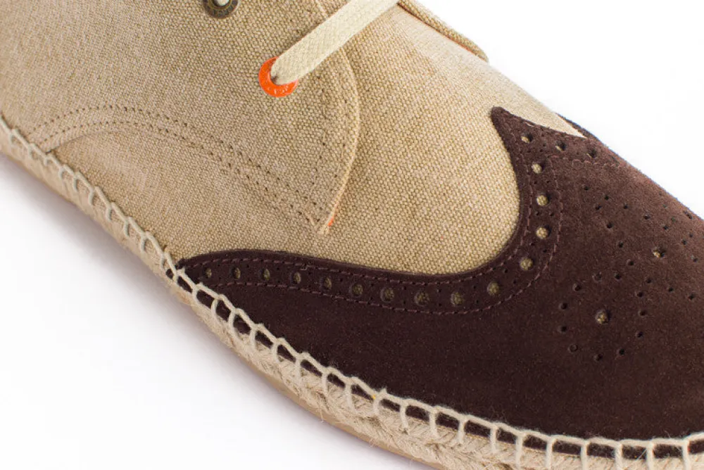 Abarca Shoes Alpargatas De Verano^Oxford Piel Beige + Chocolate