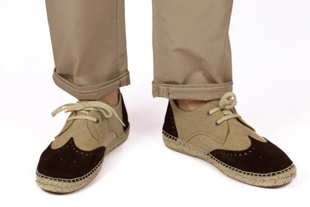 Abarca Shoes Alpargatas De Verano^Oxford Piel Beige + Chocolate