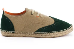 Abarca Shoes Alpargatas Oxford^Oxford Piel Beige + Esmeralda