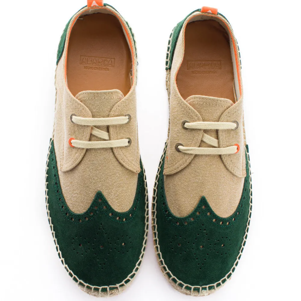 Abarca Shoes Alpargatas Oxford^Oxford Piel Beige + Esmeralda