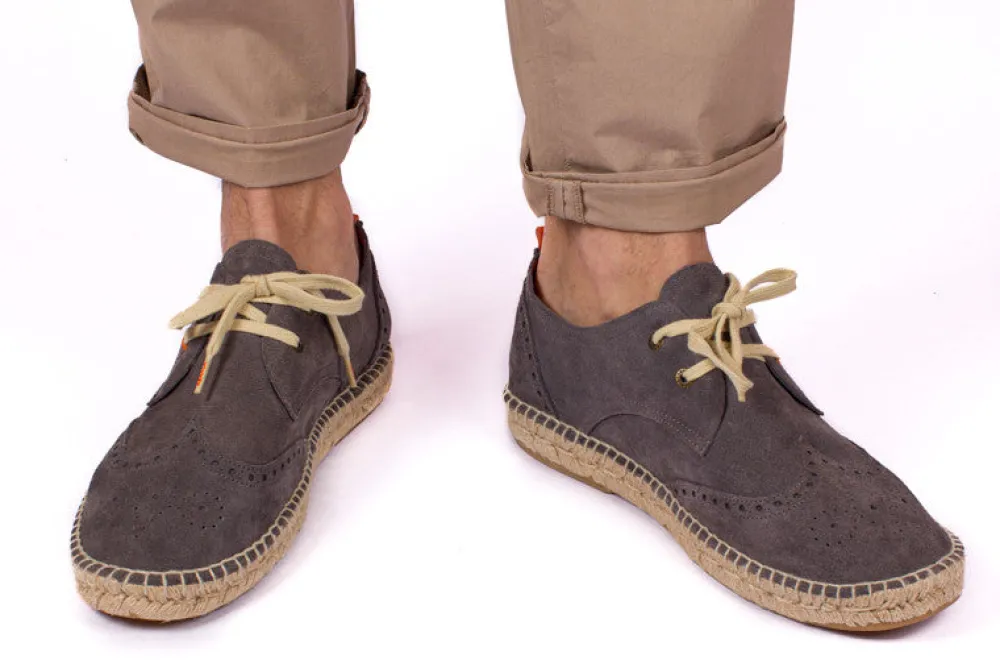 Abarca Shoes Alpargatas De Verano^Oxford Piel Gris 870