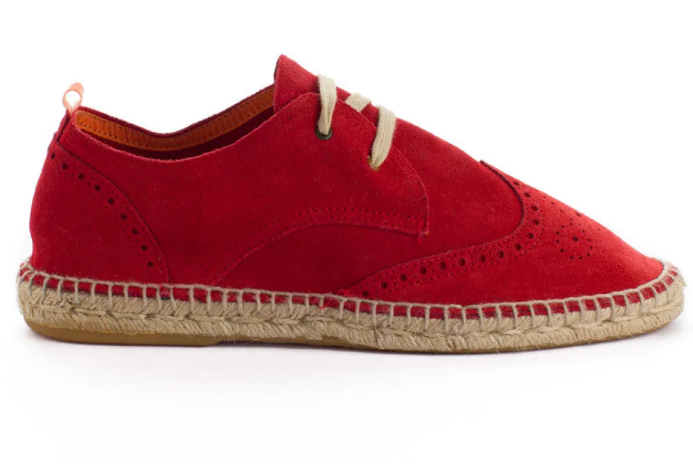 Abarca Shoes Alpargatas De Verano^Oxford Piel Rojo