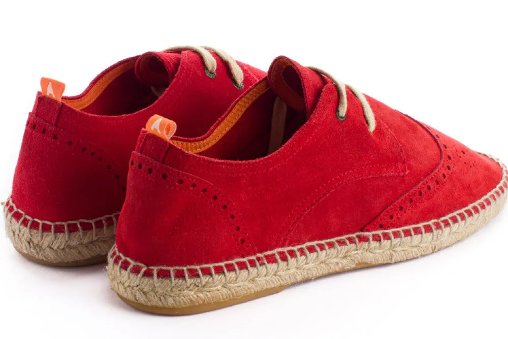 Abarca Shoes Alpargatas De Verano^Oxford Piel Rojo