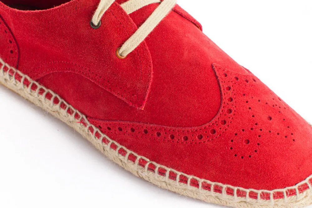Abarca Shoes Alpargatas De Verano^Oxford Piel Rojo