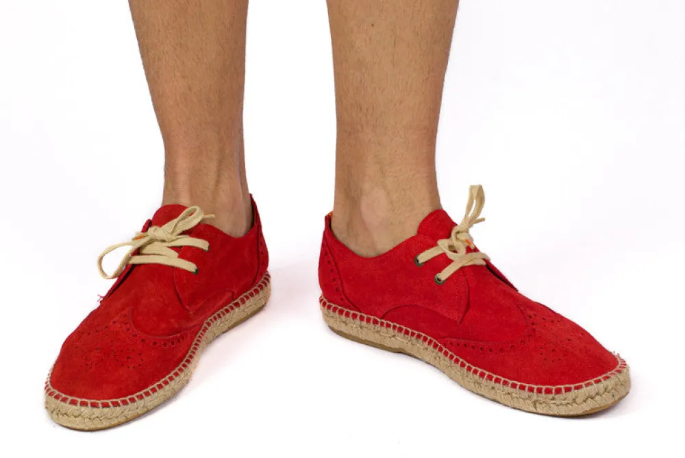 Abarca Shoes Alpargatas De Verano^Oxford Piel Rojo
