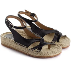 Abarca Shoes Sandalias Yute^Sandalias De Yute Piel Menorca Color Negro