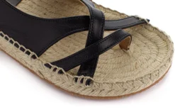 Abarca Shoes Sandalias Yute^Sandalias De Yute Piel Menorca Color Negro
