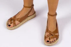 Abarca Shoes Sandalias Yute^Sandalias De Yute Piel Menorca Camel
