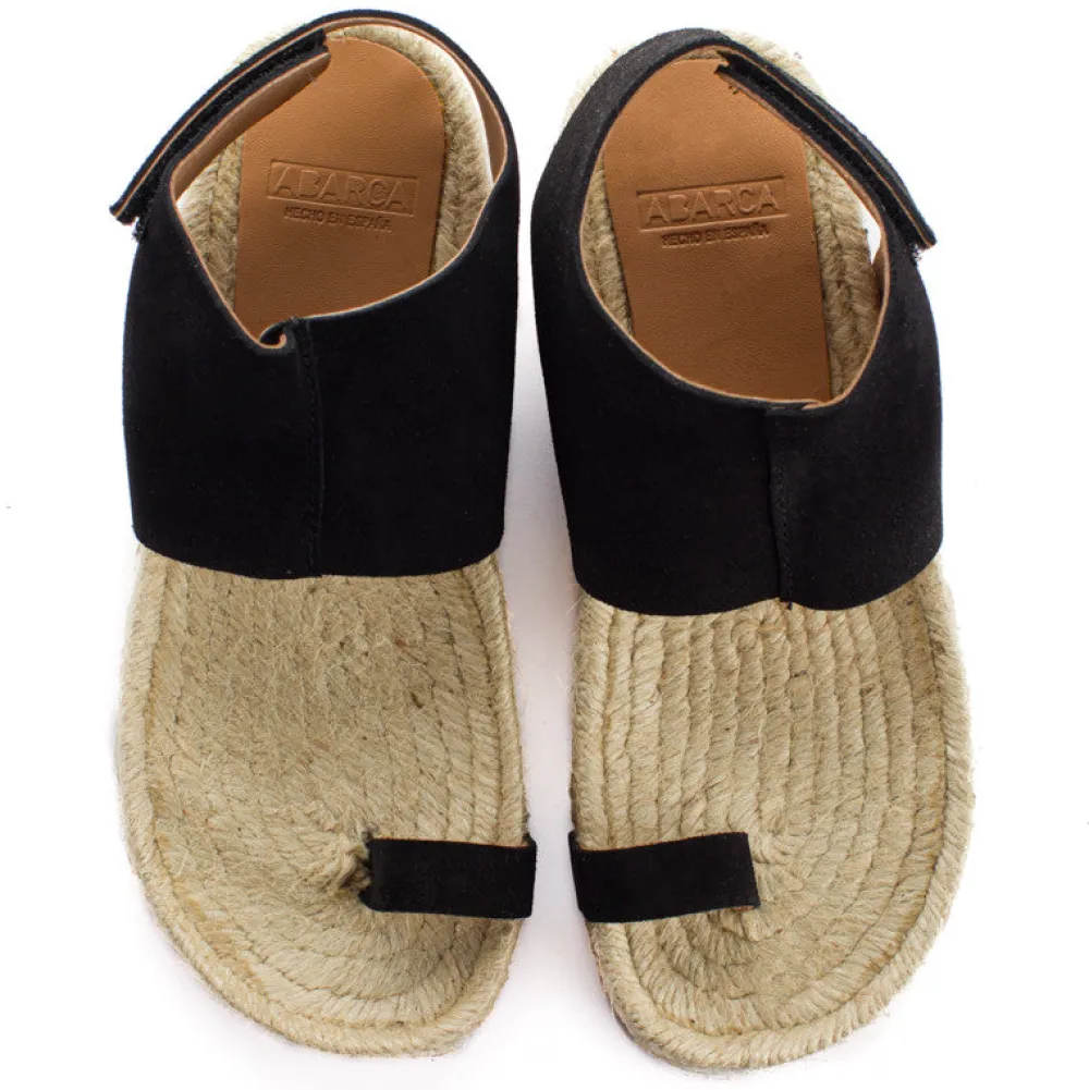 Abarca Shoes Sandalias Yute^Sandalias Piel Ibiza Negro