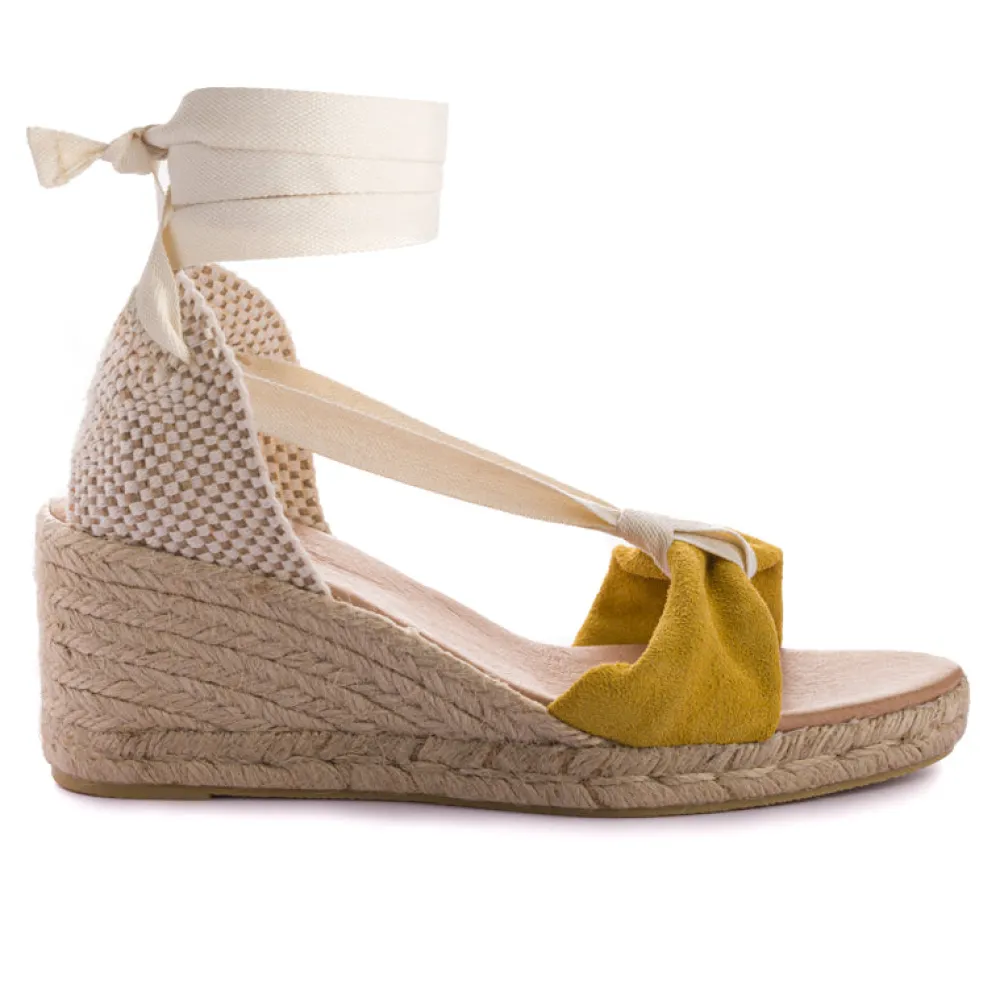 Abarca Shoes Alpargatas Con Cuñas^Sicilia Cuna Cinta Piel Amarillo